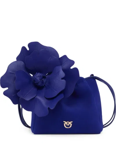 Pinko Floral-detail Love Birds Clutch Bag In Blue