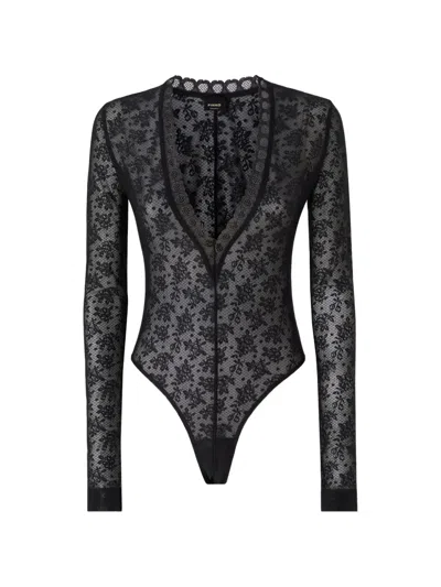 Pinko Floral-lace V-neck Bodysuit In Multi