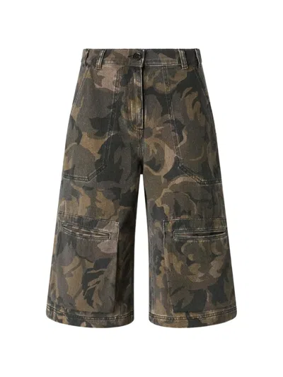Pinko Floral-print Cargo Pants In Green