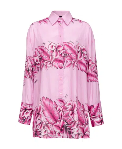 Pinko Floral-print Cotton Shirt In Pattern