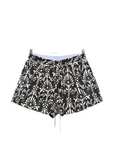 Pinko Floral-print Shorts In Black