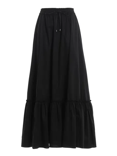 Pinko Flounce Detailed Drawstring Skirt In Black