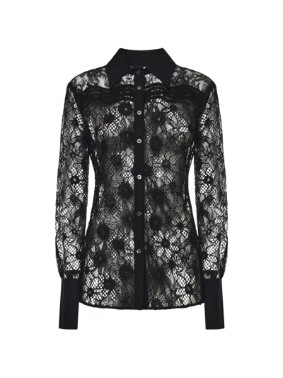 Pinko Flower-lace Shirt In Black