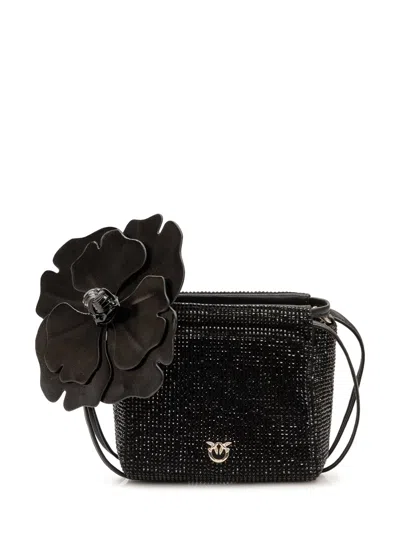 Pinko Flower Sheep Mini Pouch Shoulder Bag In Black