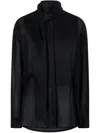 Pinko Flowing Black Viscose Shirt With Classic Collar In Black