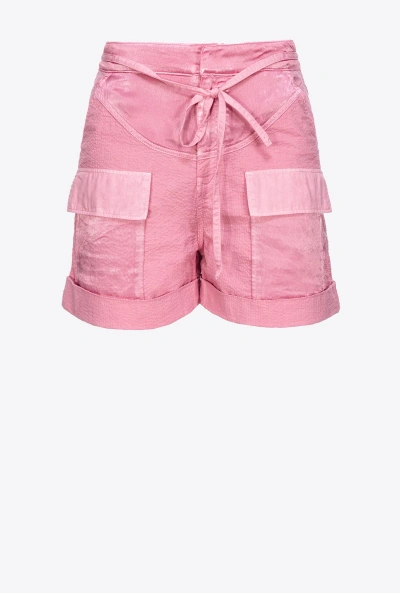 Pinko Flowing Shorts With Large Pockets In Orchid Smoke