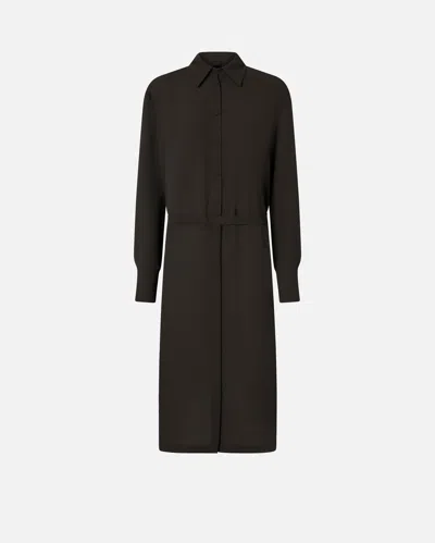 Pinko Fluid Crêpe Midi Shirt Dress In Black