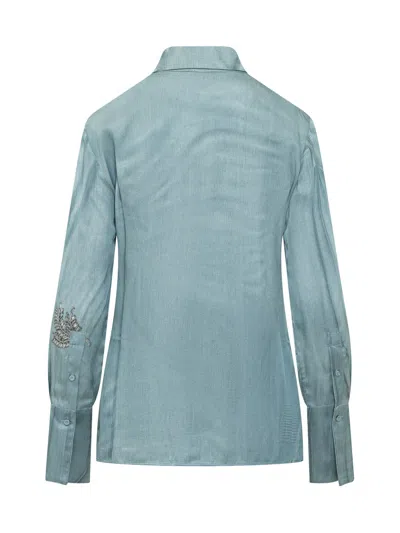 Pinko Fluid Embroidered Shirt In Blue