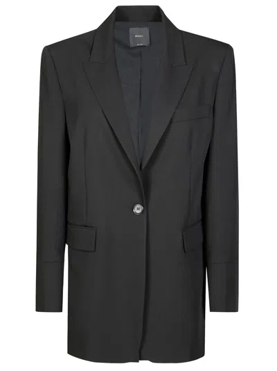 Pinko Fluid Long-cuff Jacket With Elegant Drape In Black