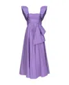 Pinko Flutter-sleeves Taffeta Maxi Dress In Purple