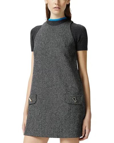 Pinko Focilide Wool Mini Dress In Black/white