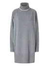 Pinko Short Wool And Cashmere Dress In Gray