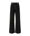 Pinko Wide-leg Denim Jeans With Fixed Cuff In Black