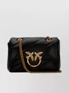 Pinko Foldover Quilted Shoulder Bag With Chain Strap In Black
