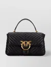Pinko Foldover Quilted Shoulder Bag With Chain Strap In Black