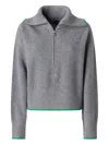 Pinko Ribbed Knitwear With High Collar And Contrast Trim In Gray