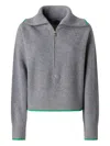 Pinko Ribbed Knitwear With High Collar And Contrast Trim In Gray