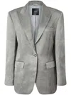 Pinko Single-breasted Slub Satin Blazer In Grey