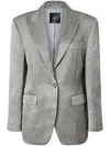 Pinko Single-breasted Slub Satin Blazer In Gray