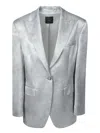 Pinko Grey Satin Single-breasted Jacket In Grey