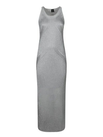Pinko Form-fitting Grey Maxi Dress In Gray