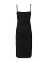 Pinko Forza Sleeveless Gathered Midi Crepe Dress In Limo Black