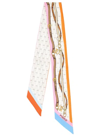 Pinko Foulard In Misto Seta In White