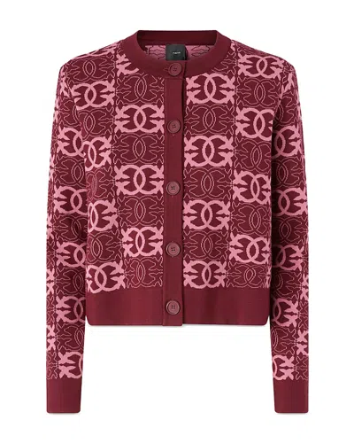 Pinko Found Someone Printed Cardigan In Burgundy