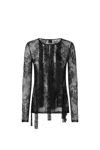 Pinko Slim-fitting Lace Sweater With Fringing In Black