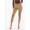 Pinko Frayed Hem Cotton Twill Single Pleatshorts In Green