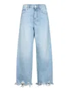 Pinko Relaxed Fit Cropped Denim Pants In Blue