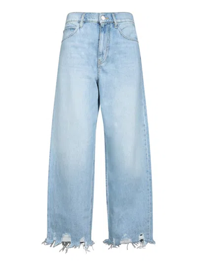Pinko Frayed Hem Wide-leg Jeans In Blue