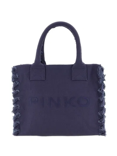 Pinko Frayed Lettering Medium Tote Bag In Pattern
