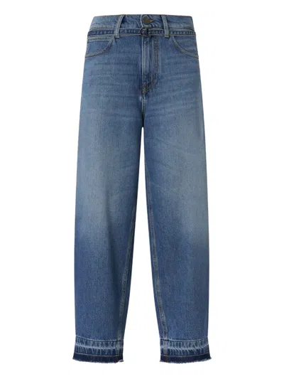 Pinko Frayed Straight-leg Jeans In Blue