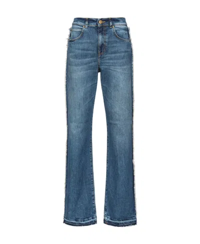 Pinko Frayed-trim Flared Jeans In Blue
