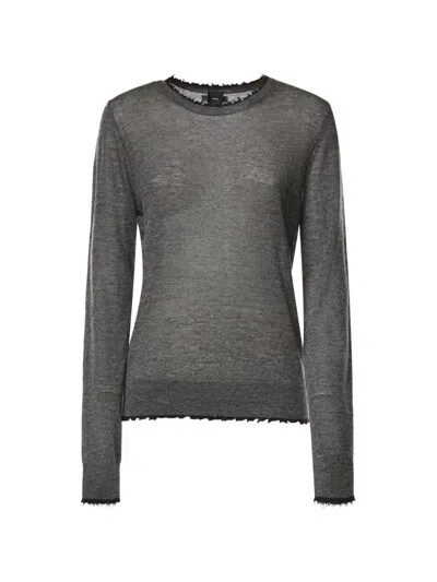 Pinko Frayed-edge Sweater In Grey