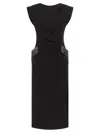 Pinko Midi Sleeveless Dress With Side Split And Sequins In Black