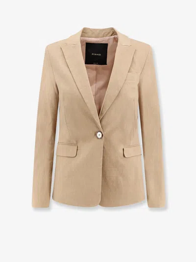 Pinko Freda Linen And Viscose Blazer In Neutral