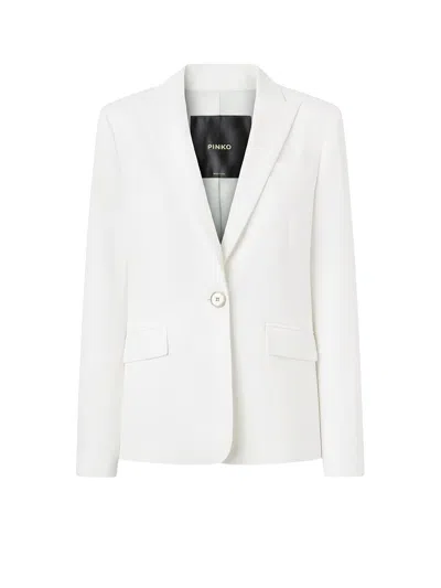 Pinko Freda Stretch Linen And Viscose Blazer In White