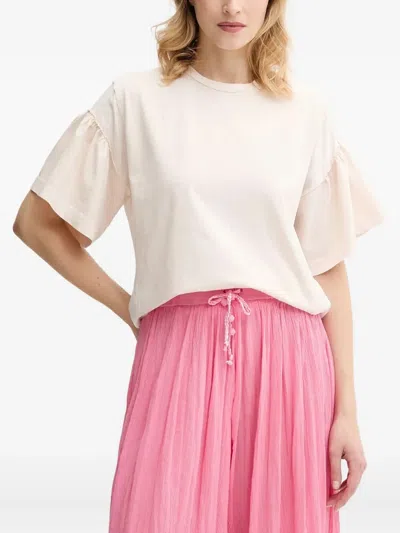 Pinko Frill-sleeve Crew-neck Top In White