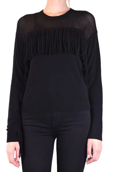 PINKO FRINGE-DETAIL SWEATER WITH MESH KNIT PANELS