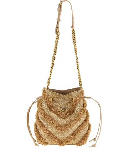 Pinko Fringe-detailing Bucket Bag In Neutral