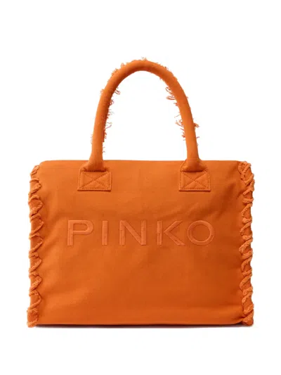 Pinko Medium Beach Shopping Bag In Orange