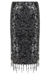 Pinko Pencil Skirt With Sequins And Crystals In Black