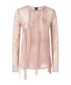 Pinko Slim-fitting Lace Sweater With Fringing In Nude