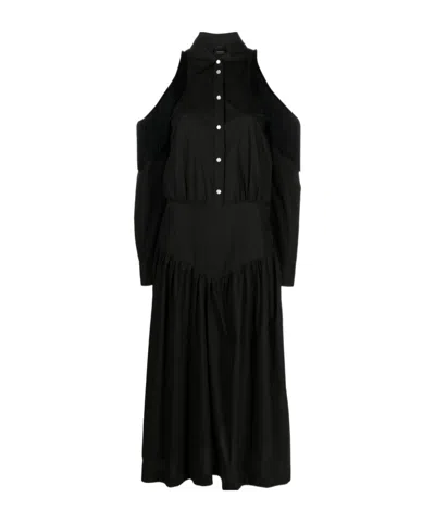 Pinko Fringed Midi Shirt Dress In Black