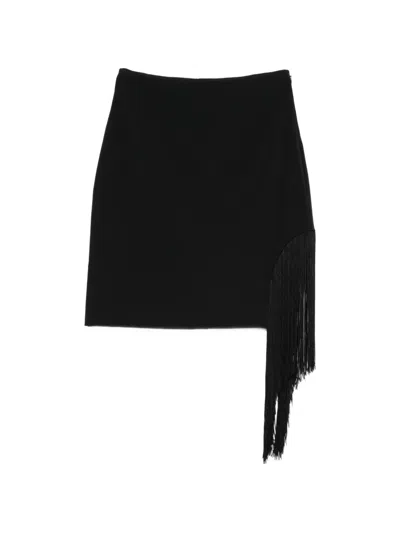 Pinko Fringed Mini Skirt In Black