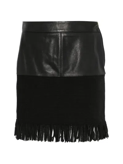 Pinko Fringed Panel Skirt In Black