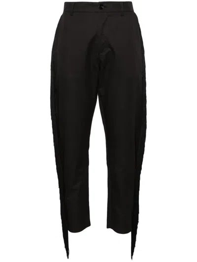 Pinko Fringed Straight-leg Trousers In Black