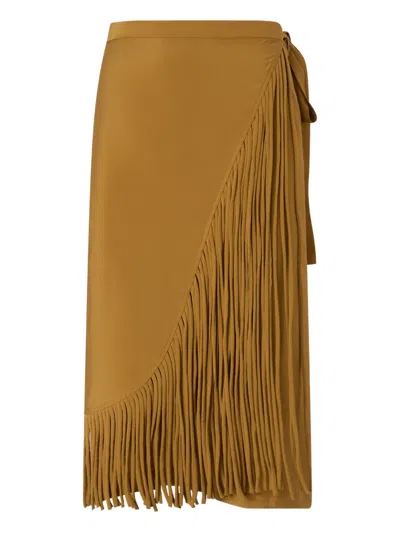 Pinko Fringed Tie Skirt In Brown